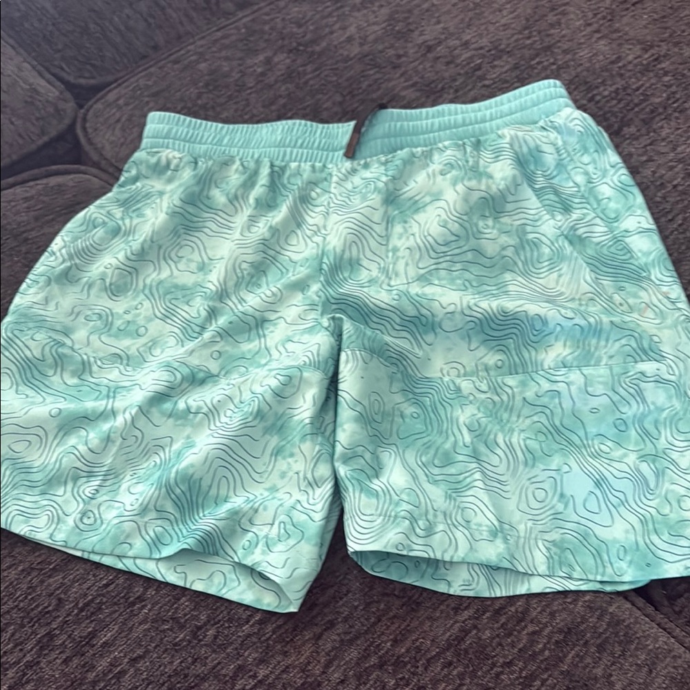 Men's Aqua Patterned Athletic Shorts